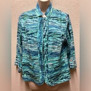 Chico’s Linen Blazer/Jacket Sz L/12 Lightweight Office